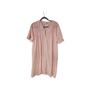 Miss Elaine pink cottage zip nightgown house dress mumu vintage large robe*